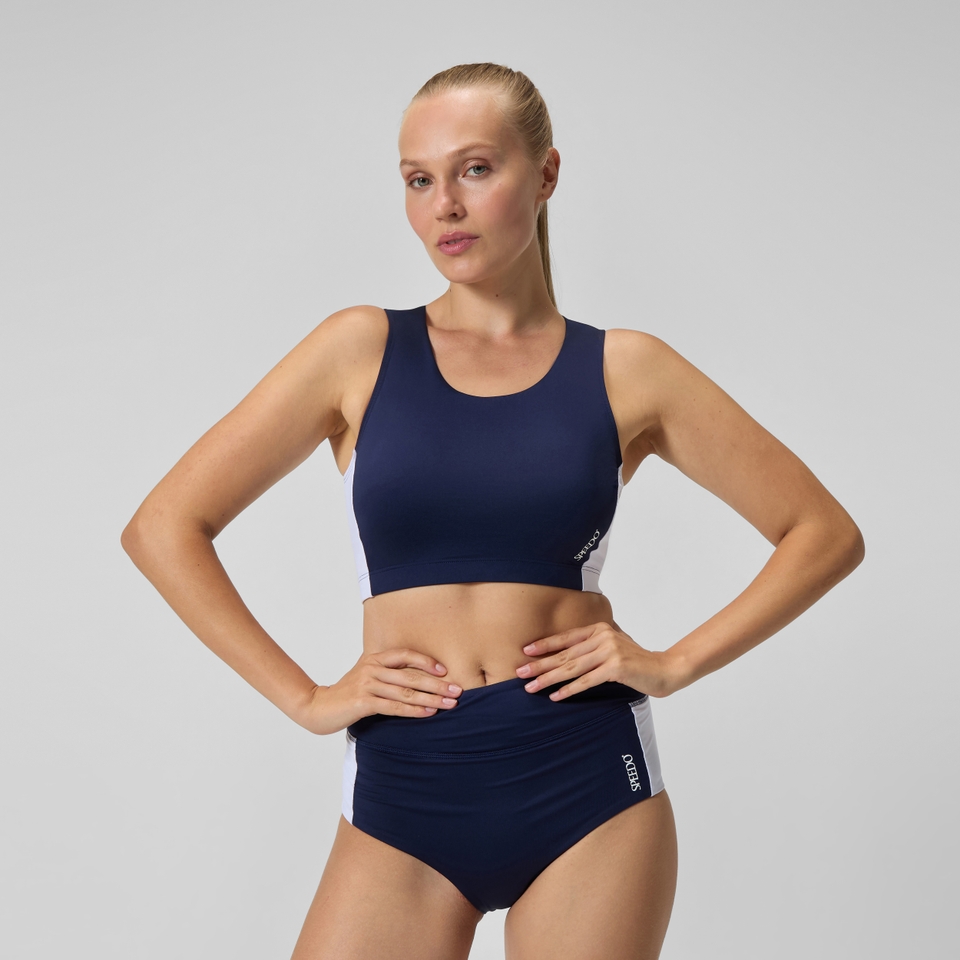 Women's Jetstream Colourblock Crop Top Navy/White