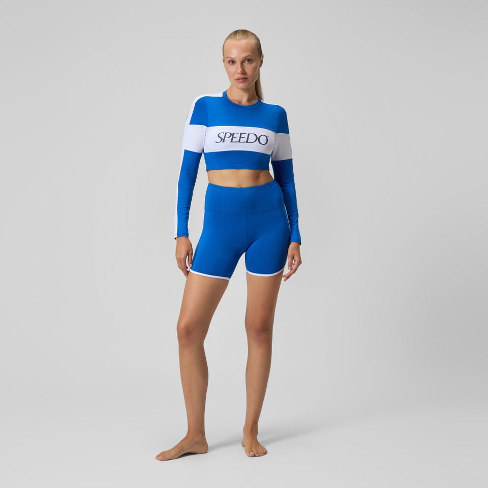 Women's Jetstream Colourblock Long Sleeve Crop Rash Top Blue/White