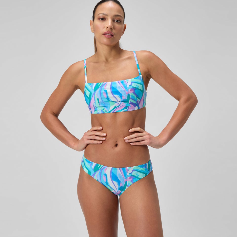 Women's Printed Adjustable Thinstrap Bikini Set Green/Pink