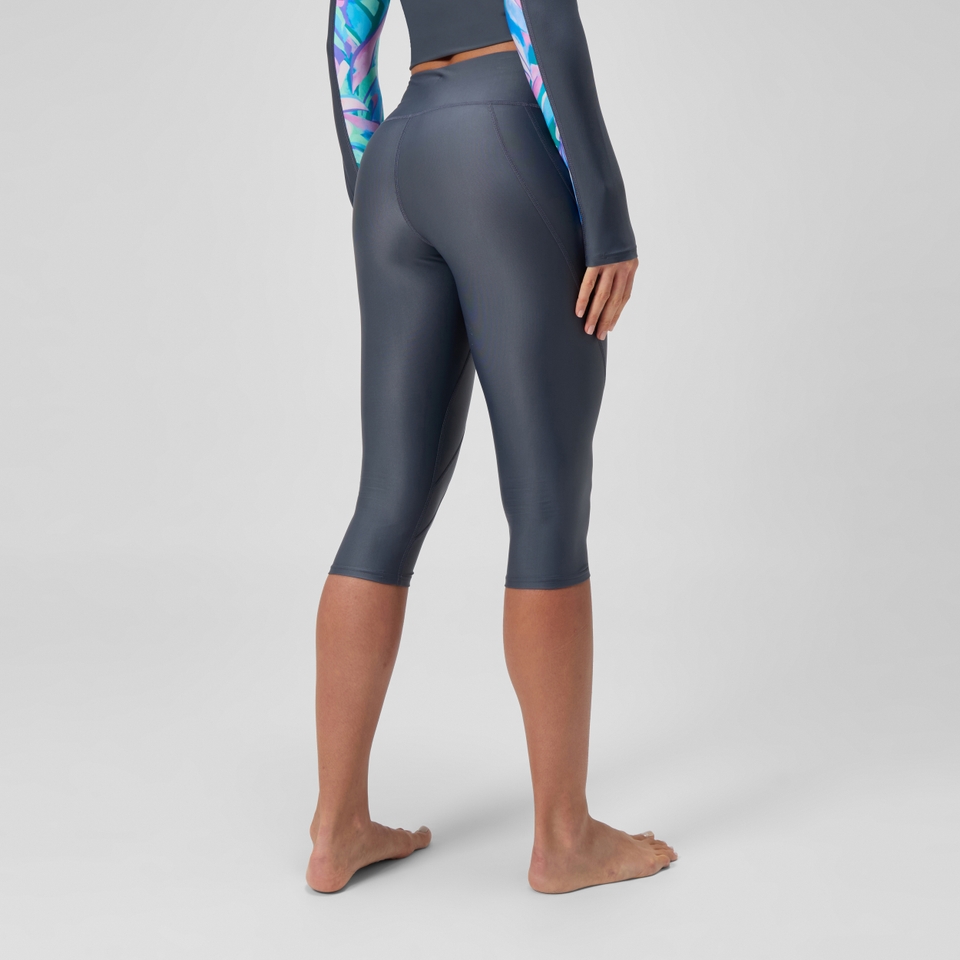 Women's Solid Panel 3/4 Leggings Grey