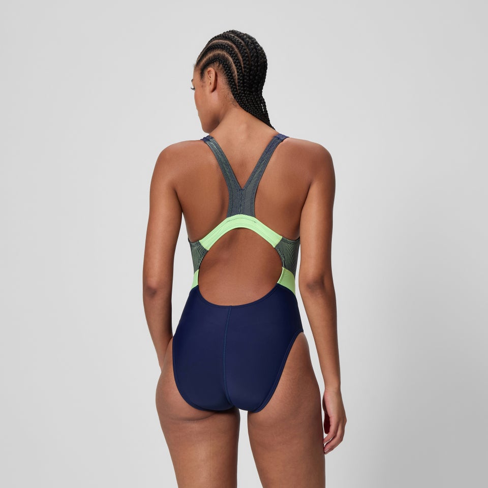 Women's Quantum Rib Splice Swimsuit Navy/Green