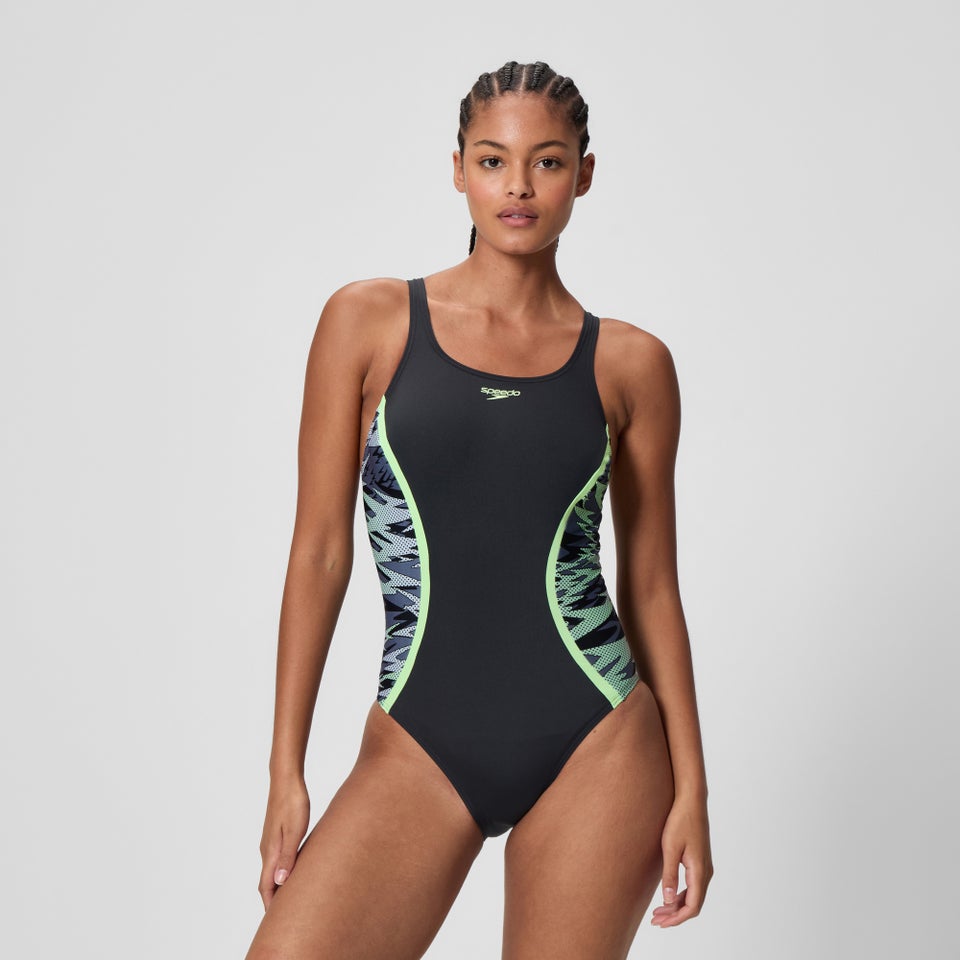 Women's Hyperboom Splice Muscleback Swimsuit Black/Green