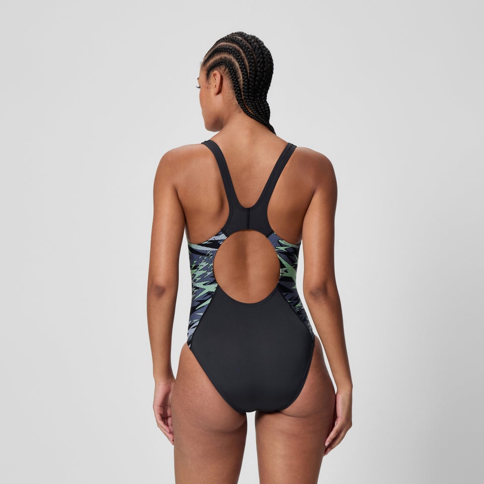 Women's Hyperboom Splice Muscleback Swimsuit Black/Green