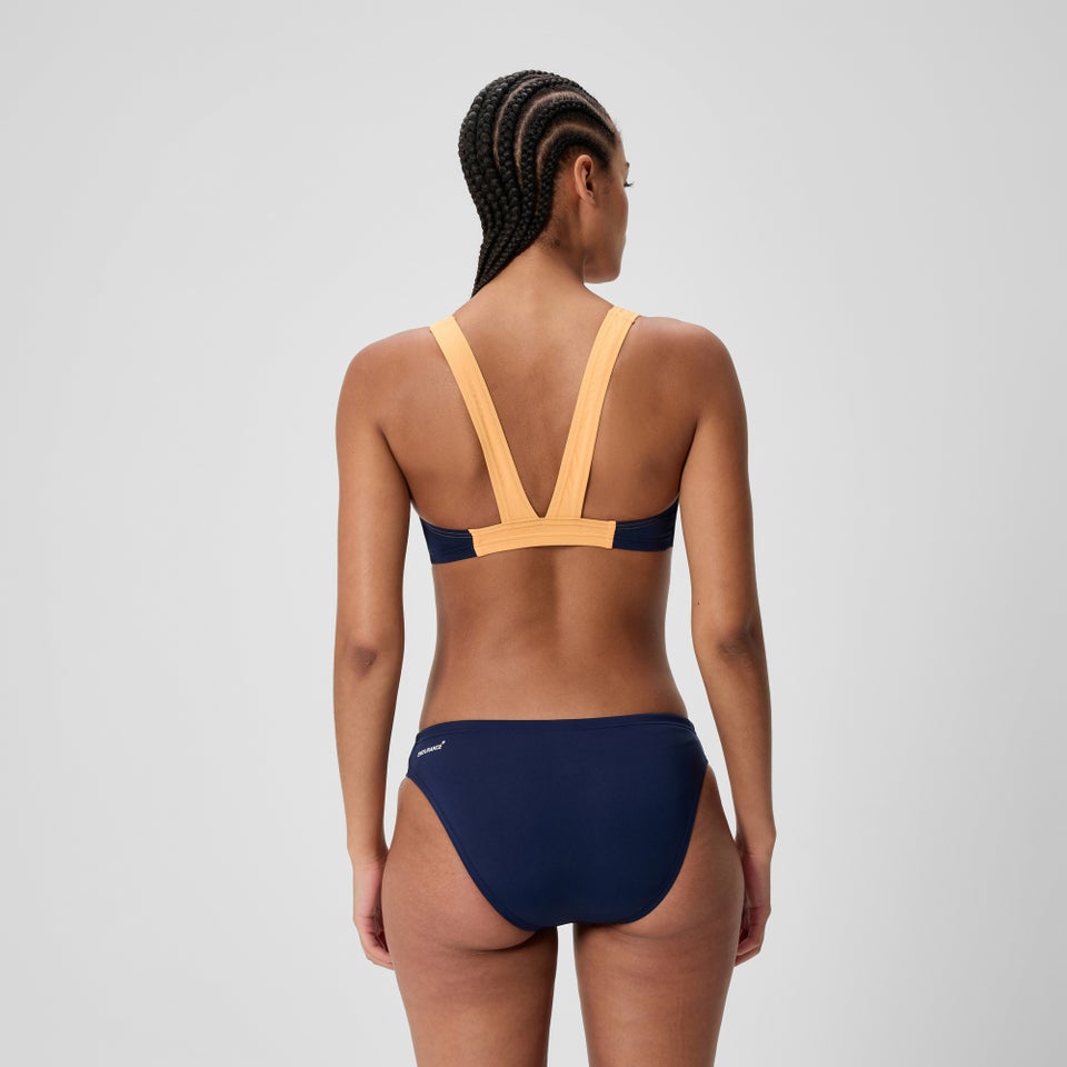 Women's Medley Logo V-Back Bikini Set Navy/Peach