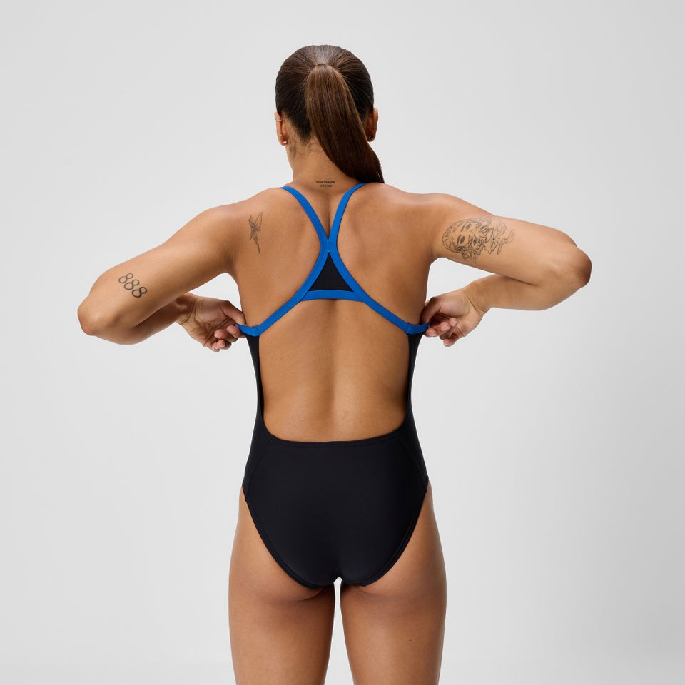 Women's Club Training Turnback Swimsuit Black/Blue