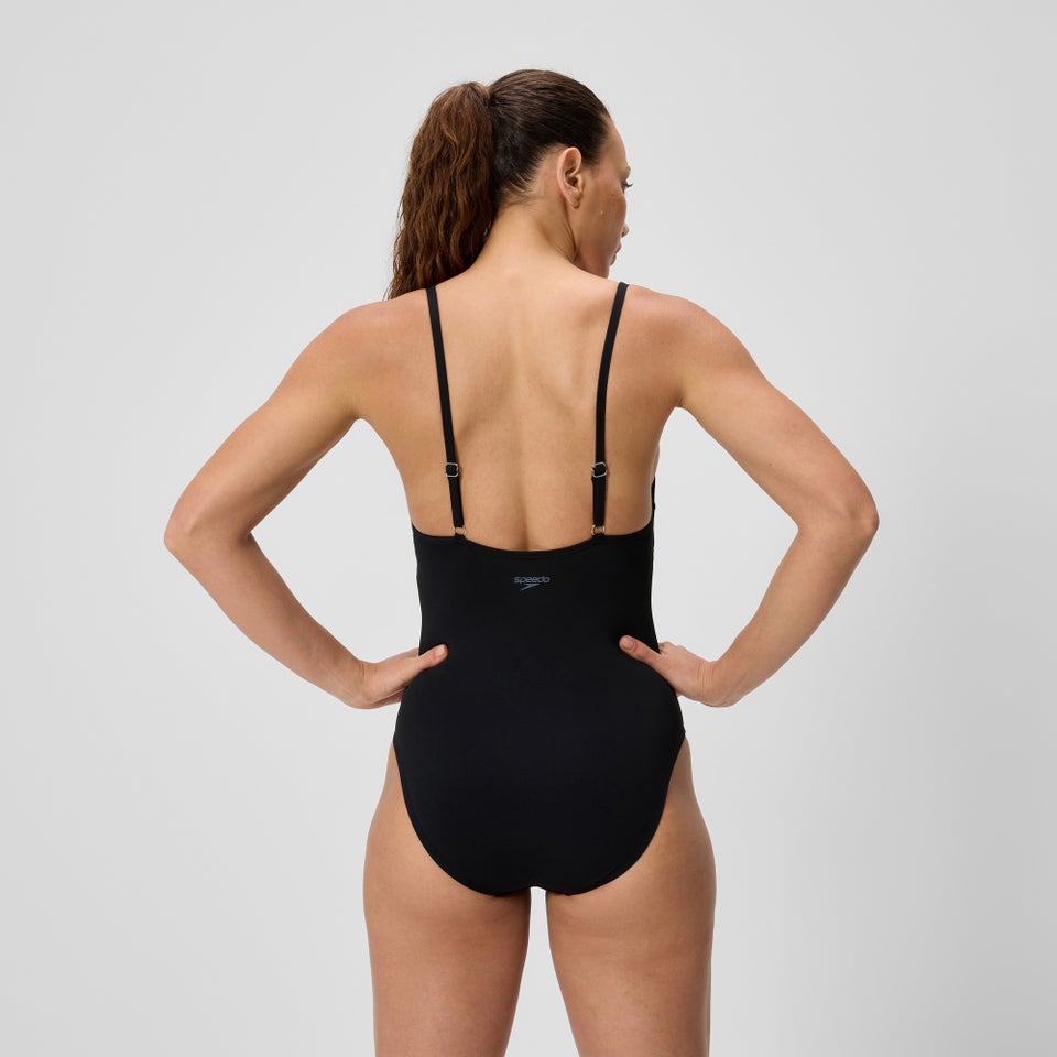 Women's Solid V-Neck Swimsuit Black