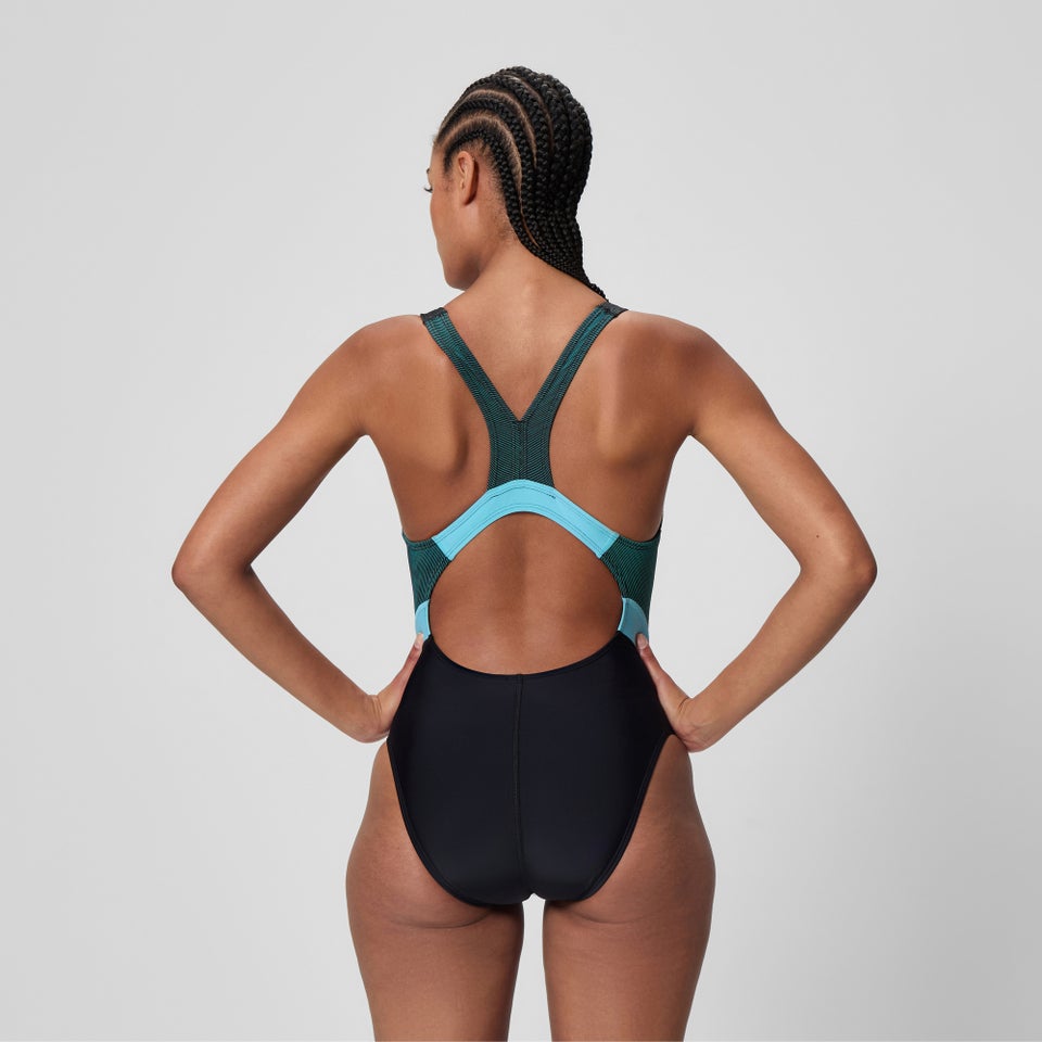 Women's Quantum Rib Splice Swimsuit Black/Blue