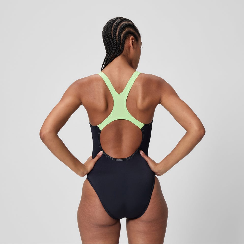 Women's Medley Logo Medalist Swimsuit Black/Green
