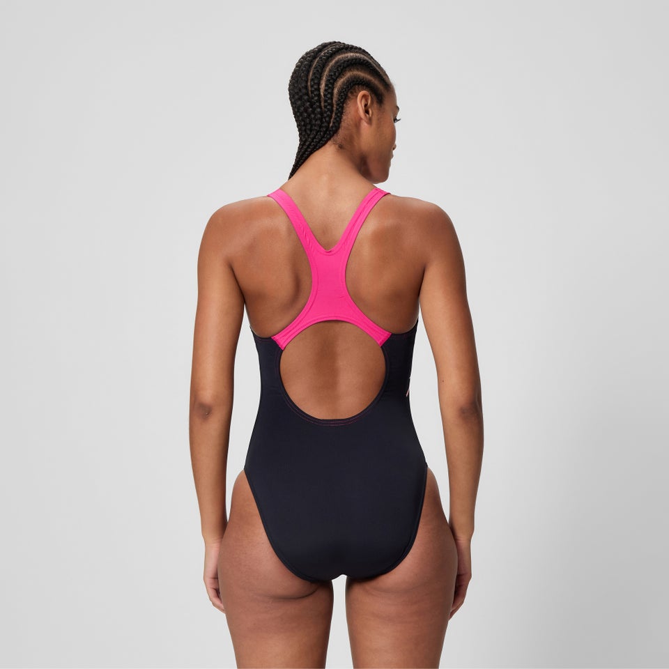 Women's Medley Logo Medalist Swimsuit Black/Pink