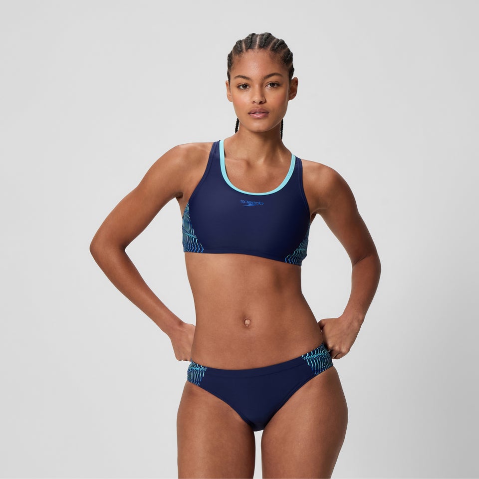 Women's Placement Racerback Bikini Set Navy/Blue