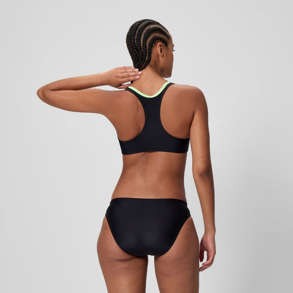 Women's Placement Racerback Bikini Set Black/Green
