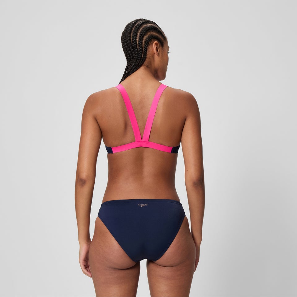 Women's Boom Solid Leaderback Bikini Set Navy/Pink