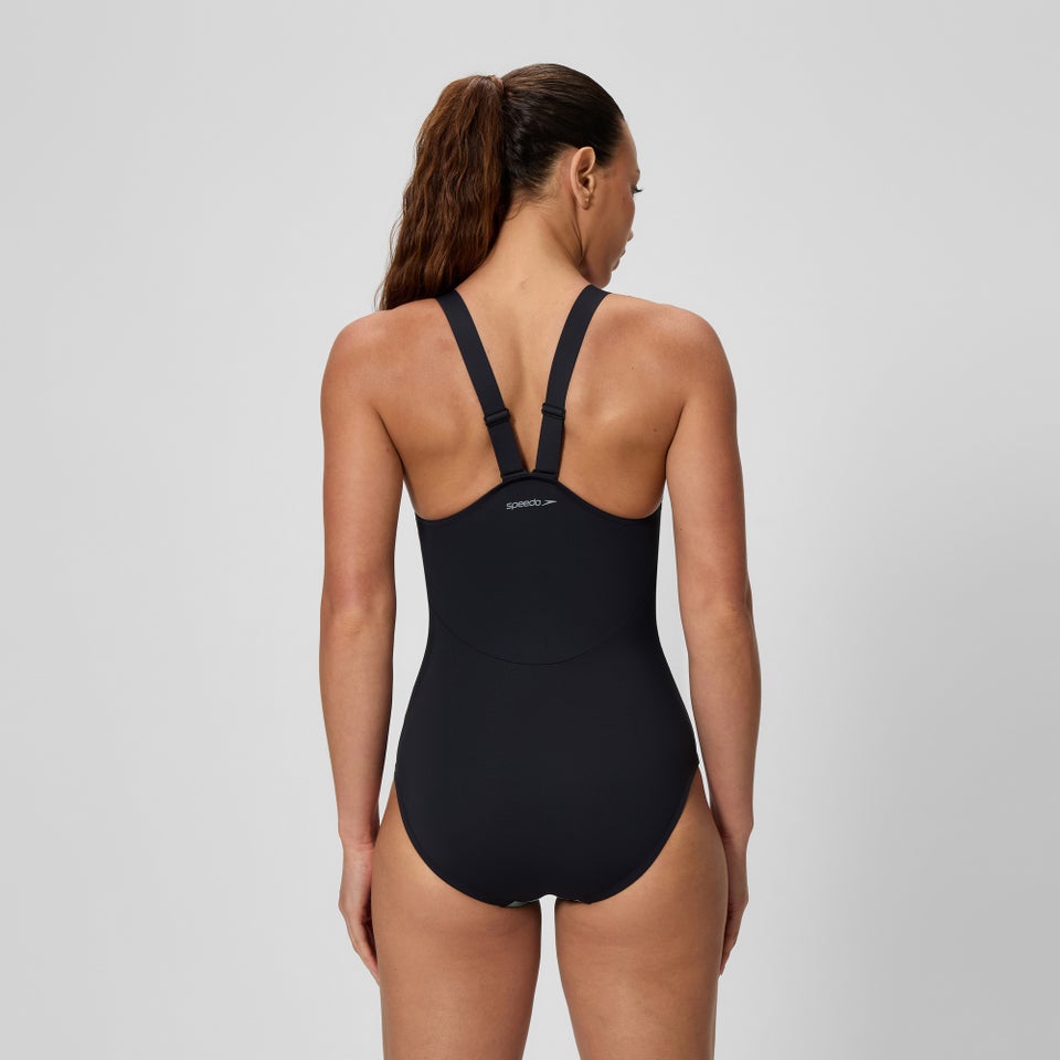 Women's Sculpture High Neck Contour Swimsuit Green/Black