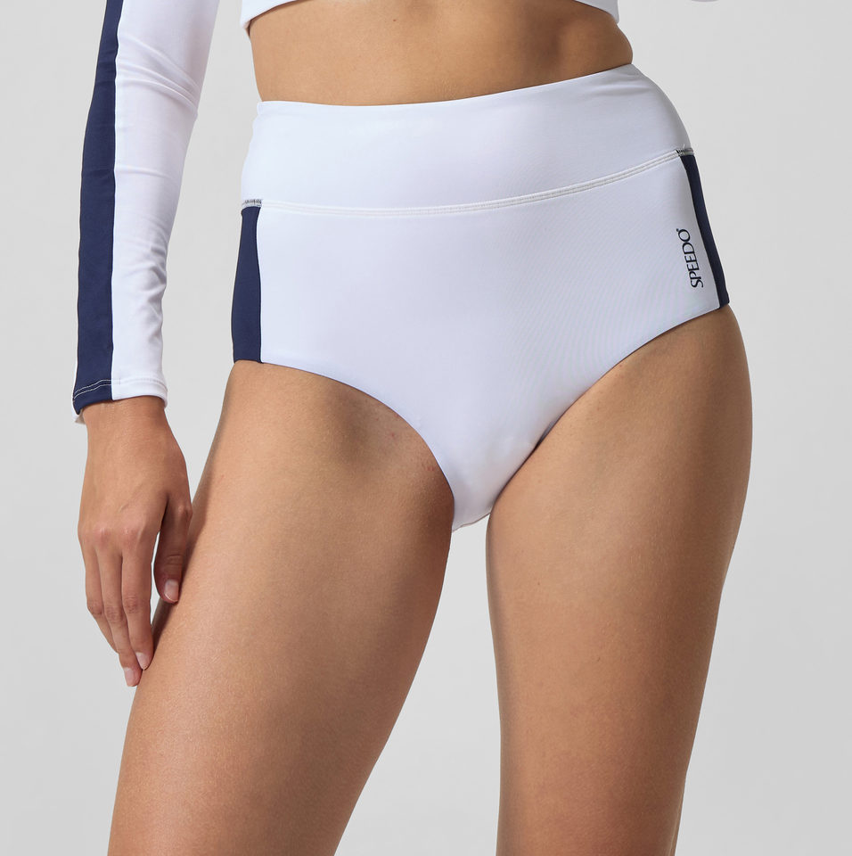 Women's Jetstream Colourblock Banded Boyleg Bikini Bottom White/Navy